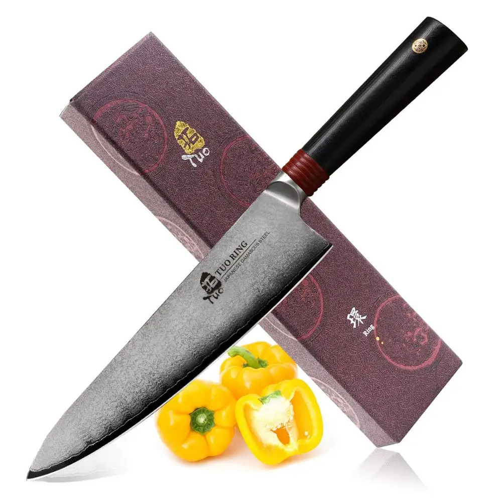 TUO Cutlery Chef Kitchen Knife - Japanese AUS-10 Damascus Steel Chef's Knife with Ergonomic G10 Handle Diswasher Proof - 8''
TUO Cutlery Chef Kitchen Knife - Japanese AUS-10 Damascus Steel Chef's Knife with Ergonomic G10 Handle Diswasher Proof - 8''