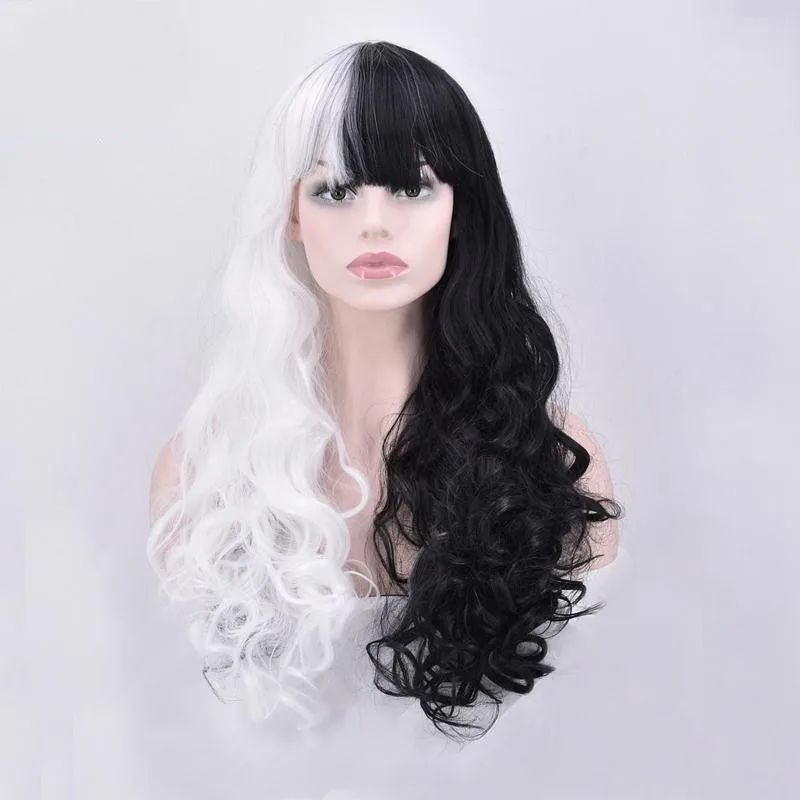 Cosplay&ware Morematch Danganronpa Monokuma Women Long Curly Wig Cosplay Costume White Black Mix Heat Resistant Synthetic Hair Party Wigs 8 Cosplay&ware Morematch Danganronpa Monokuma Women Long Curly Wig Cosplay Costume White Black Mix Heat Resistant Synthetic Hair Party Wigs -Zentai shop online