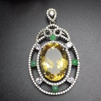 Fine Jewelry S925 solid sterling silver Natural Citrine Gemstone Female Pendant Necklace for women fine pendant necklaces 
Fine Jewelry S925 solid sterling silver Natural Citrine Gemstone Female Pendant Necklace for women fine pendant necklaces