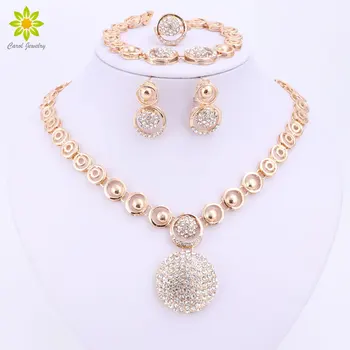 Fashion Crystal Round Design Necklace Earring Jewelry Sets Gold Color Classic Pendant Wedding Dress Accessories
Fashion Crystal Round Design Necklace Earring Jewelry Sets Gold Color Classic Pendant Wedding Dress Accessories