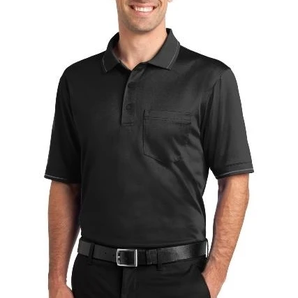 CornerStone CS415 Mens Select Snag-Proof Tipped Pocket Polo T-Shirt Black & Smoke Grey - Extra Large (1)
