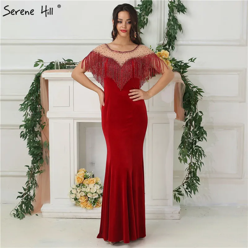 Sexy Sheer Neckline Mermaid Evening Dresses with Tassels Long Floor Length Prom Gown Dubai Robe De Soiree Formal Gown BLA6622
Sexy Sheer Neckline Mermaid Evening Dresses with Tassels Long Floor Length Prom Gown Dubai Robe De Soiree Formal Gown BLA6622