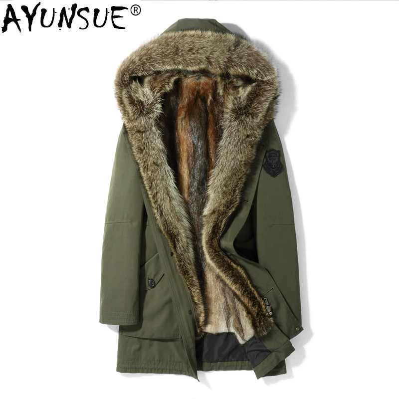 AYUNSUE Fur Parka Warm Winter Jacket Men Real Fur Coat Raccoon Fur Long Rabbit Fur Coats Veste Homme Hiver MG-1807061 KJ1528
AYUNSUE Fur Parka Warm Winter Jacket Men Real Fur Coat Raccoon Fur Long Rabbit Fur Coats Veste Homme Hiver MG-1807061 KJ1528