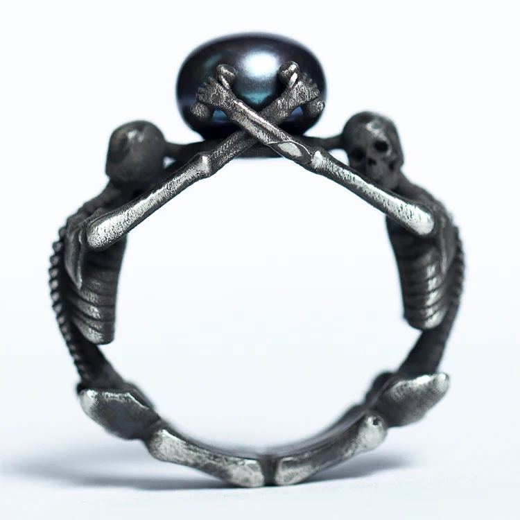 Original Design Handmade Skull Pearl Ring 925 Silver Sterility Personalized Finger Ring Customized Size
Original Design Handmade Skull Pearl Ring 925 Silver Sterility Personalized Finger Ring Customized Size