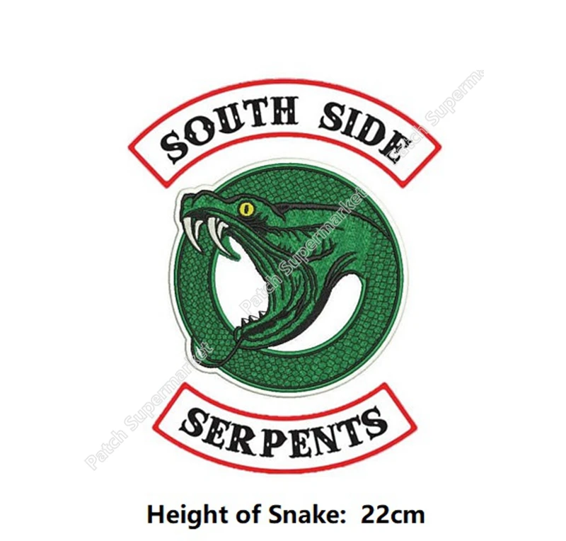 LARGE BACK PATCH Riverdale Jacket diy Toni Topaz South Side Serpents Embroidery Serpant Jughead Cole Sprouse Costume
LARGE BACK PATCH Riverdale Jacket diy Toni Topaz South Side Serpents Embroidery Serpant Jughead Cole Sprouse Costume