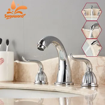 Suguword Chrome Bathtub Faucet Dual Handle Three Hole Hot and Cold Switch Bathroome Mixer Tap
Suguword Chrome Bathtub Faucet Dual Handle Three Hole Hot and Cold Switch Bathroome Mixer Tap