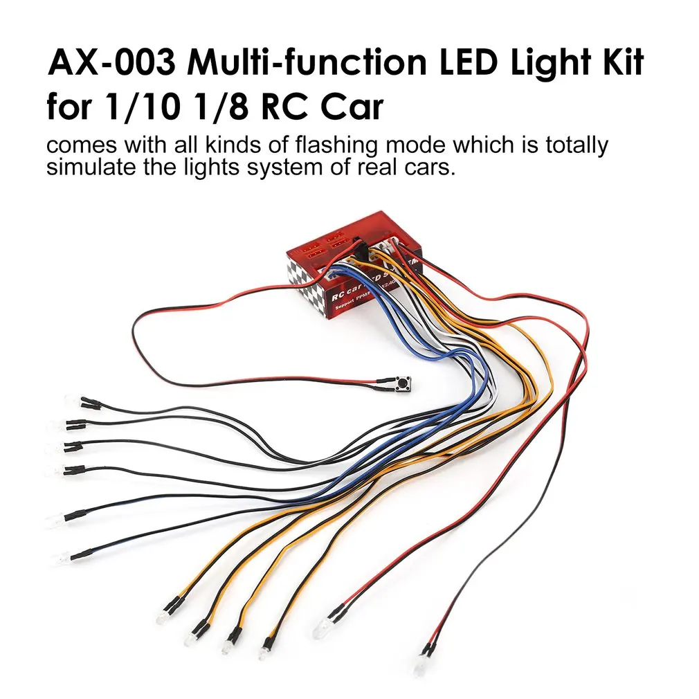 AX-003 Multi-function Ultra Bright LED Lamp Light System Kit for 1/10 1/8 RC Car HSP Traxxas TAMIYA CC01 Axial SCX10 D90 RC Toy
AX-003 Multi-function Ultra Bright LED Lamp Light System Kit for 1/10 1/8 RC Car HSP Traxxas TAMIYA CC01 Axial SCX10 D90 RC Toy