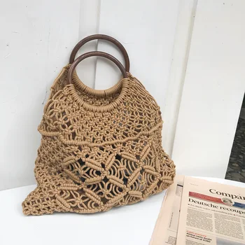 INS New Hot Rattan Bags Bohemia 100% Handmade Straw Handbags Millettia Handle Knitted Summer Tote Wicker Bags
INS New Hot Rattan Bags Bohemia 100% Handmade Straw Handbags Millettia Handle Knitted Summer Tote Wicker Bags