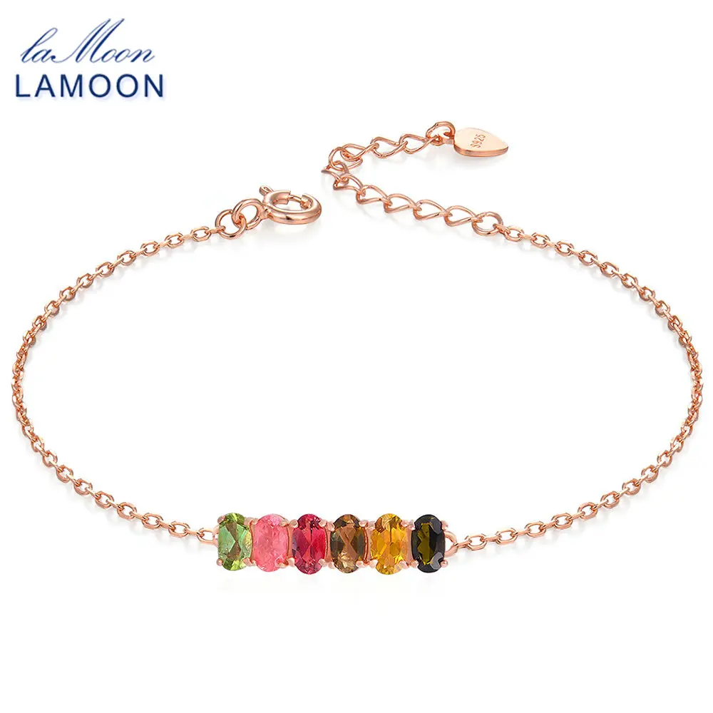 LAMOON Multi-Color Tourmaline 925 Sterling Silver Jewelry Bracelet for Women Classic 100% Natural Rose Gold Bijoux HI018
LAMOON Multi-Color Tourmaline 925 Sterling Silver Jewelry Bracelet for Women Classic 100% Natural Rose Gold Bijoux HI018
