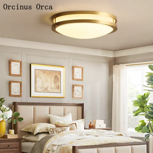 American all-copper LED ceiling lamp living room dining room Nordic modern simple round gold ceiling lamp free shipping
American all-copper LED ceiling lamp living room dining room Nordic modern simple round gold ceiling lamp free shipping