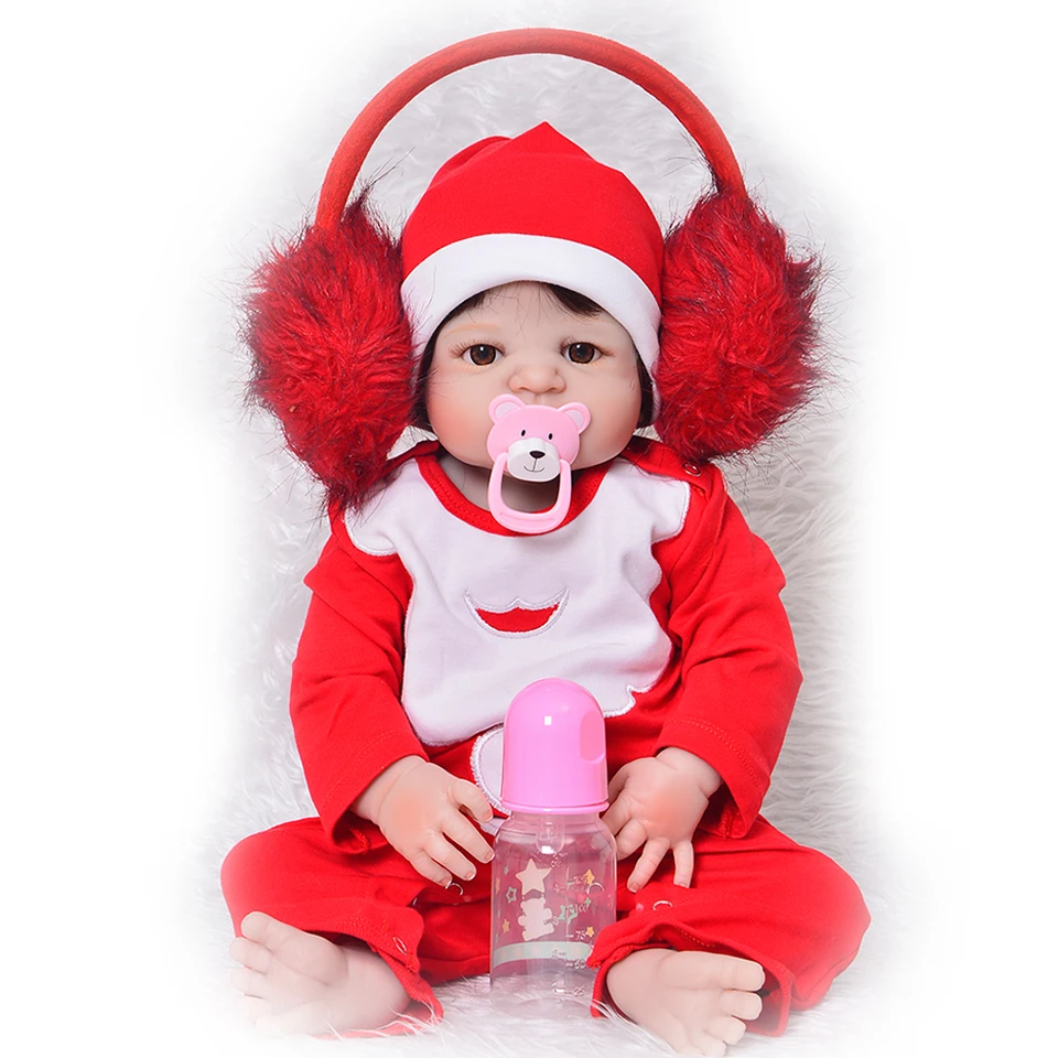 New Realistic Christmas Bebe Bonecas 23 inch Full Vinyl Reborn Baby Dolls Wear Red Rompers Hot Gift For Child Baby Girl Doll Toy
New Realistic Christmas Bebe Bonecas 23 inch Full Vinyl Reborn Baby Dolls Wear Red Rompers Hot Gift For Child Baby Girl Doll Toy
