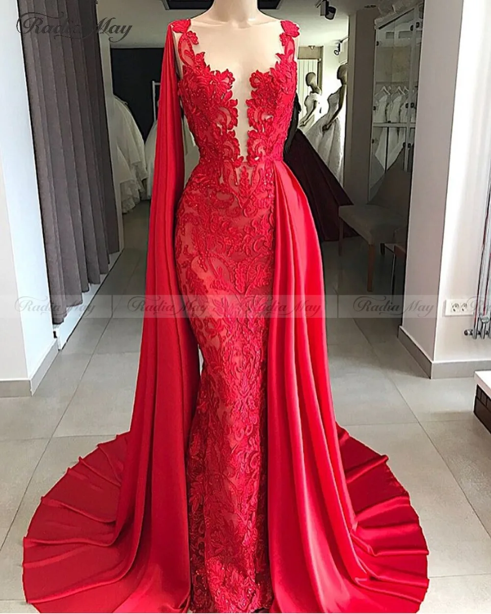 Elegant Long Red Mermaid Lace Evening Dress with Cape Hot Pink Dubai Formal Prom Dresses Plus Size African Women Evening Gowns
Elegant Long Red Mermaid Lace Evening Dress with Cape Hot Pink Dubai Formal Prom Dresses Plus Size African Women Evening Gowns