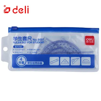 Deli 4pcs/set Ruler Set Students Math Geometry Tools Stationery Plastic Ruler Straight Protractor Measuring Kits School Supplies
Deli 4pcs/set Ruler Set Students Math Geometry Tools Stationery Plastic Ruler Straight Protractor Measuring Kits School Supplies