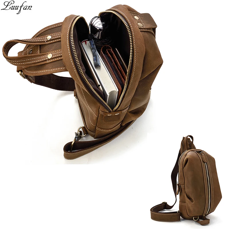Men's Crazy Horse Leather Chest Bag Small Genuine Leather Travel Bag Vintage Cow Leather Crossbody Bag Cowhide Sling Bag
Men's Crazy Horse Leather Chest Bag Small Genuine Leather Travel Bag Vintage Cow Leather Crossbody Bag Cowhide Sling Bag