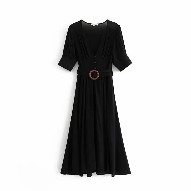 Holiday Style 70-6605 European and American Fashion V-neck High-waist Short-sleeved Long
Holiday Style 70-6605 European and American Fashion V-neck High-waist Short-sleeved Long