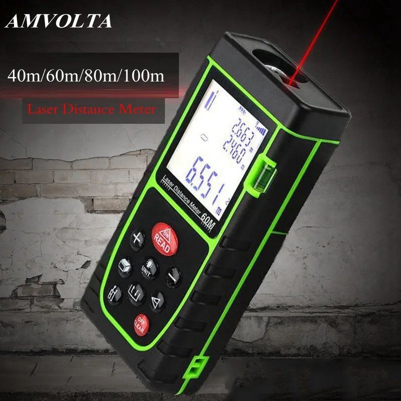 

AMVOLTA Laser Rangefinder 100m 80m 60m 40m Laser Distance Meter Digital Trena Laser Tape Range Finder Build Measure Device Ruler