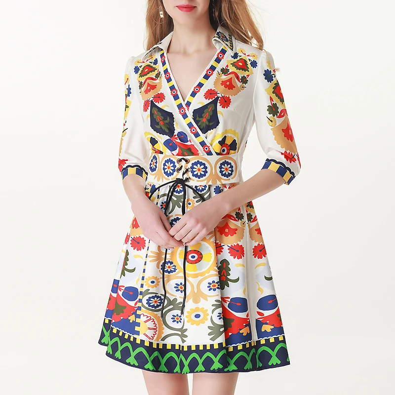 XF 2019 High Quality Summer Fashion Designer Women'S Dress New Print Floral High Waist Tie Ethnic Style V-Neck Holiday Dress
XF 2019 High Quality Summer Fashion Designer Women'S Dress New Print Floral High Waist Tie Ethnic Style V-Neck Holiday Dress