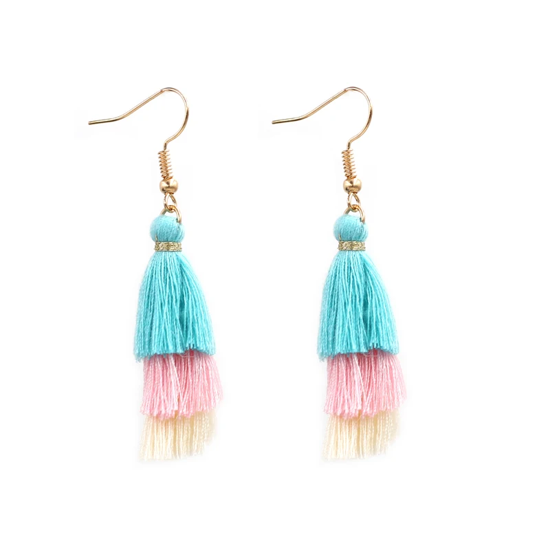 

3 Layered Bohemian Fringed Cheap Statement Tassel Earrings For Women Long Drop Dangle Earrings 2019 Boho Indian Jewelry