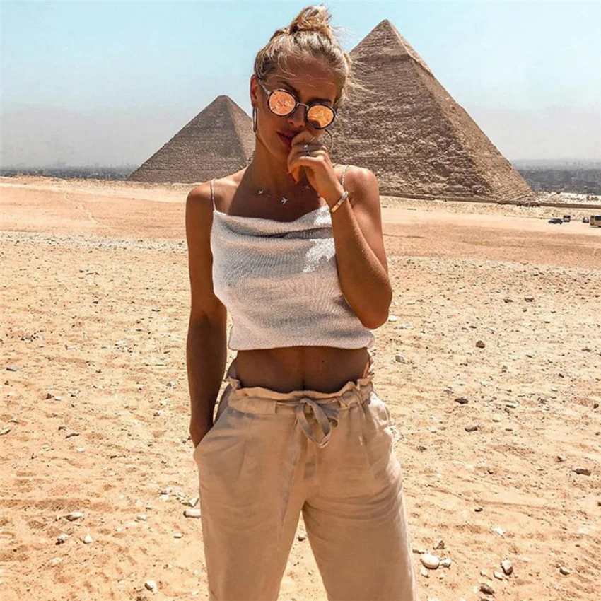 OOTN Lurex Crop Top Spaghetti Strap Tops Draped Off Shoulder Tank Tops Summer Women Camis Sexy Sleeveless Female Camisole 2019 (4)