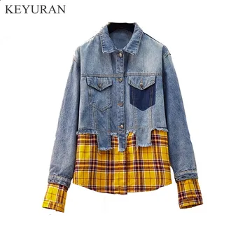 5XL Sping Autumn New Plaid Patchwork Denim Tops And Blouses Female Cotton Long Sleeve Casaul Shirt Blusas Jeans Clothes Mujer
5XL Sping Autumn New Plaid Patchwork Denim Tops And Blouses Female Cotton Long Sleeve Casaul Shirt Blusas Jeans Clothes Mujer