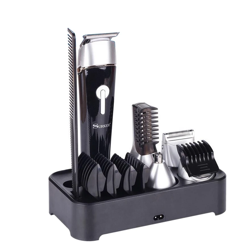 Surker Professional 5 In 1 Hair Clipper Rechargeable Cordless Grooming Kit For Men Beard Trimmer Nose Hair Trimmer Dual Shaver