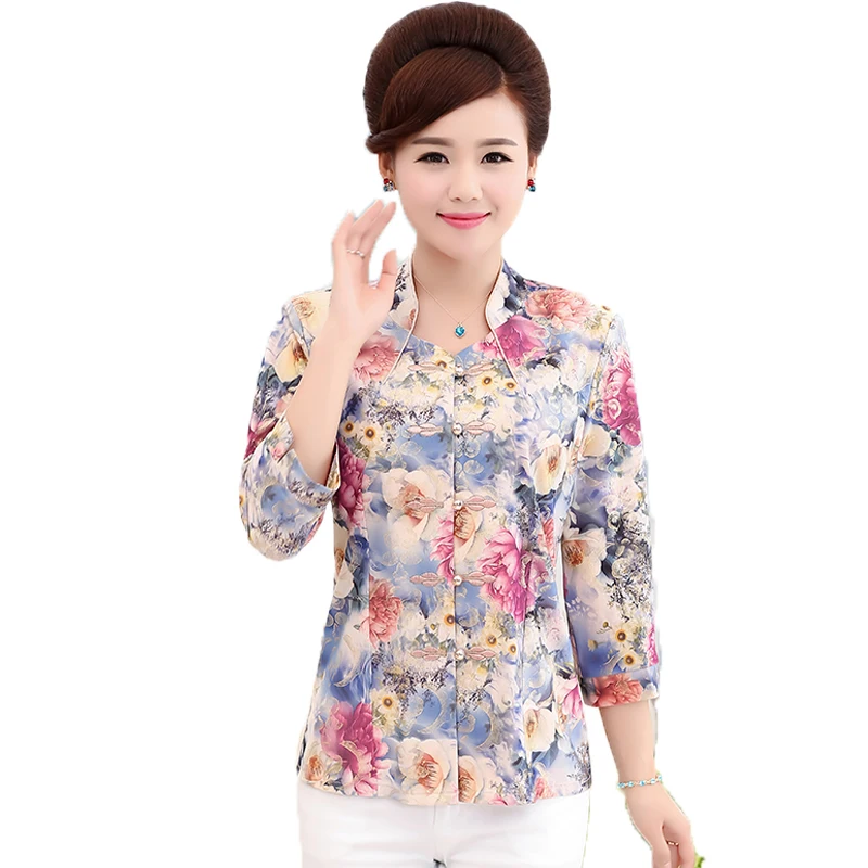 Chinese Style Womens Vintage Flower Blouses Middle Aged Woman Short Tangzhuang Design Tops Mature Women Office Shirts 40s 50s 60
Chinese Style Womens Vintage Flower Blouses Middle Aged Woman Short Tangzhuang Design Tops Mature Women Office Shirts 40s 50s 60