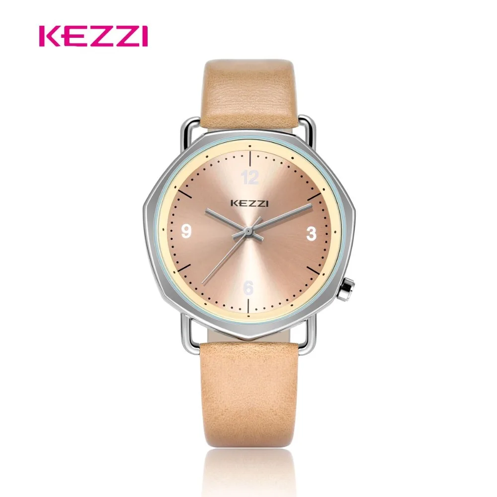 

KEZZI Women Wrist Watch 2018 Polygonal Dial Brown Ladies Watches Luxury Brand Fashion Dress Quartz Watch New Montre Femme K-1869