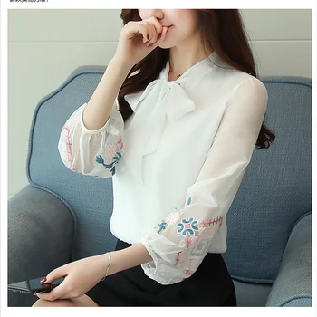 Large size embroidered chiffon shirt female 2019 summer embroidery loose thin section white shirt lantern sleeve bow shirt l91
Large size embroidered chiffon shirt female 2019 summer embroidery loose thin section white shirt lantern sleeve bow shirt l91