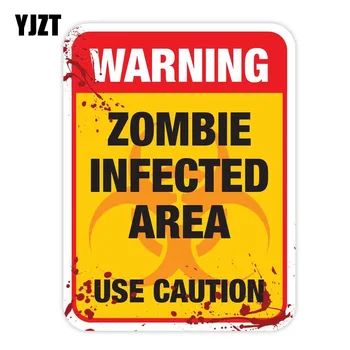 

YJZT 15x20CM Personality ZOMBIE Warning Quarantine Infected Area Caution Retro-reflective Car Sticker Decals C1-8042