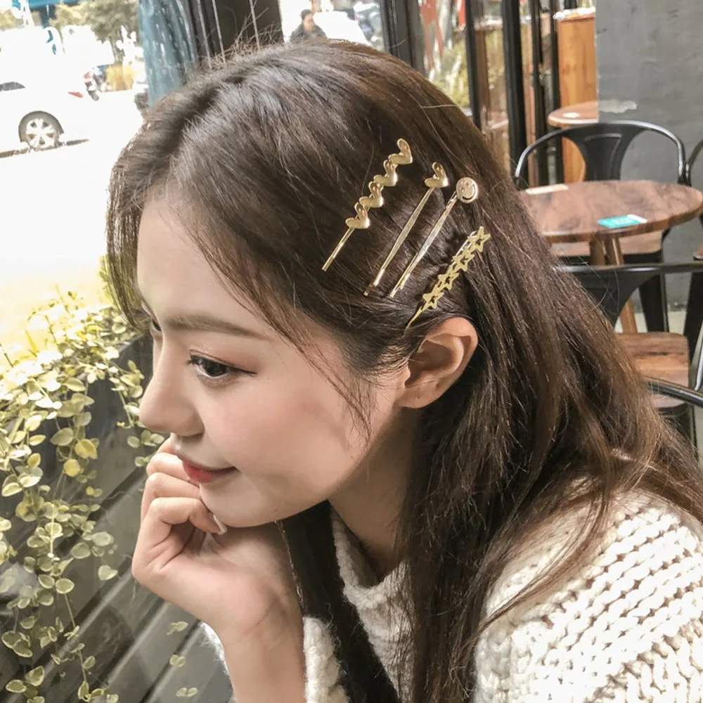 M MISM 2Pcs/Set Korean Fashion Alloy Heart Star Smiling Hair Clips for Women Girls Barrette Hair Accessories Hairpin Side Clip
M MISM 2Pcs/Set Korean Fashion Alloy Heart Star Smiling Hair Clips for Women Girls Barrette Hair Accessories Hairpin Side Clip