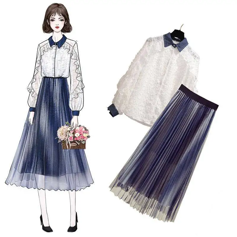 autumn women 2 piece set ruffle white shirt two piece outfits sweet pleated long skirt set 2pcs holiday Girl Korean set festival
autumn women 2 piece set ruffle white shirt two piece outfits sweet pleated long skirt set 2pcs holiday Girl Korean set festival