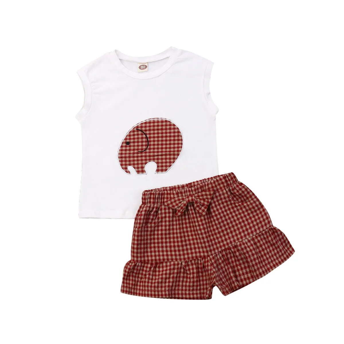 Baby Girl Red Bow Plaid Short Skirt Sleeveless Dumbo T Shirt White Clothes 2 Piece Set 
Baby Girl Red Bow Plaid Short Skirt Sleeveless Dumbo T Shirt White Clothes 2 Piece Set
