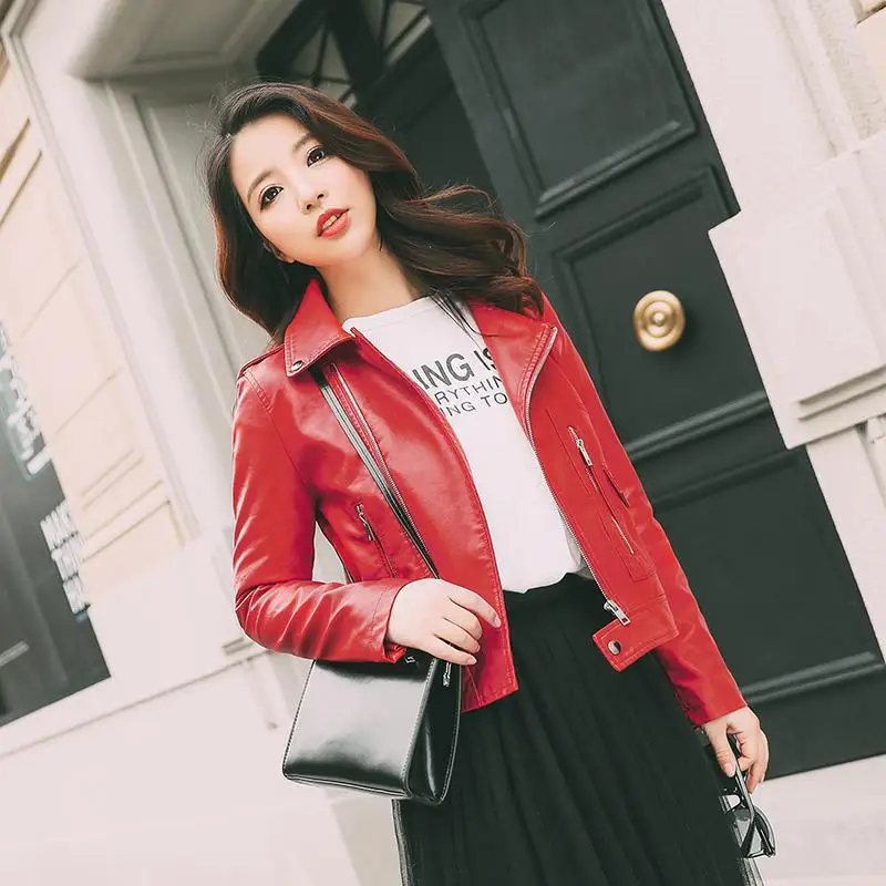 New Fashion Females Zipper Short Leathers 2019 Spring Autumn Womens Street Locomotive Small Leather Gules Jackets Slim Coats
New Fashion Females Zipper Short Leathers 2019 Spring Autumn Womens Street Locomotive Small Leather Gules Jackets Slim Coats