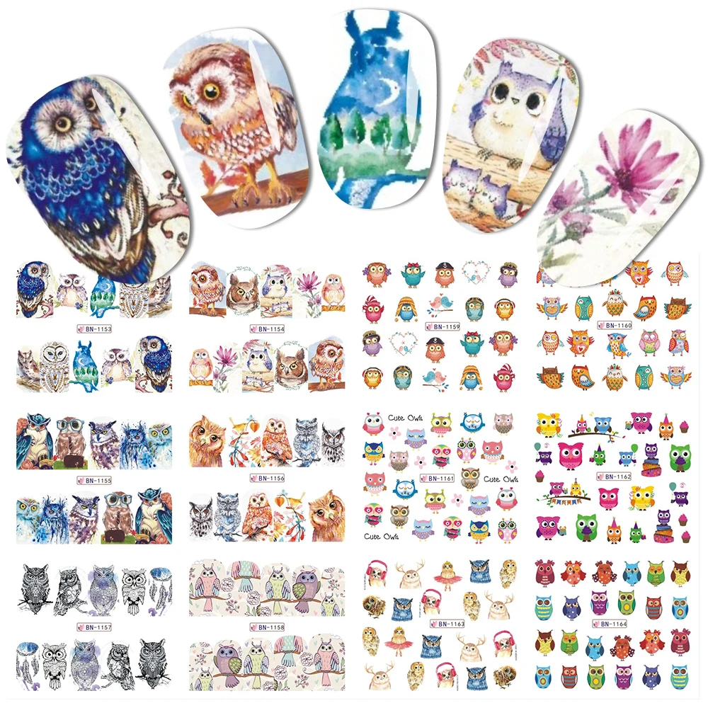 12 Designs Owl Animals Nail Art Sticker Water Transfer Decals Flowers Painting Watermark Full Wraps Manicure Decor LABN1153-1164
12 Designs Owl Animals Nail Art Sticker Water Transfer Decals Flowers Painting Watermark Full Wraps Manicure Decor LABN1153-1164