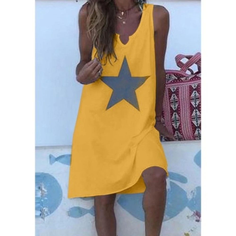 Star Print Women's Mini Dress Casual V-Neck Sleeveless Summer Dresses 5XL Plus Size Loose Sundress Robe Solid Bohemian Dress
Star Print Women's Mini Dress Casual V-Neck Sleeveless Summer Dresses 5XL Plus Size Loose Sundress Robe Solid Bohemian Dress