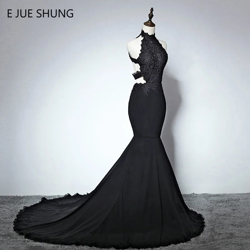 E JUE SHUNG Black Lace Appliques Mermaid Evening Dresses Long 2018 High Neck Backless Prom Dress Formal Dresses Evening Gowns
E JUE SHUNG Black Lace Appliques Mermaid Evening Dresses Long 2018 High Neck Backless Prom Dress Formal Dresses Evening Gowns