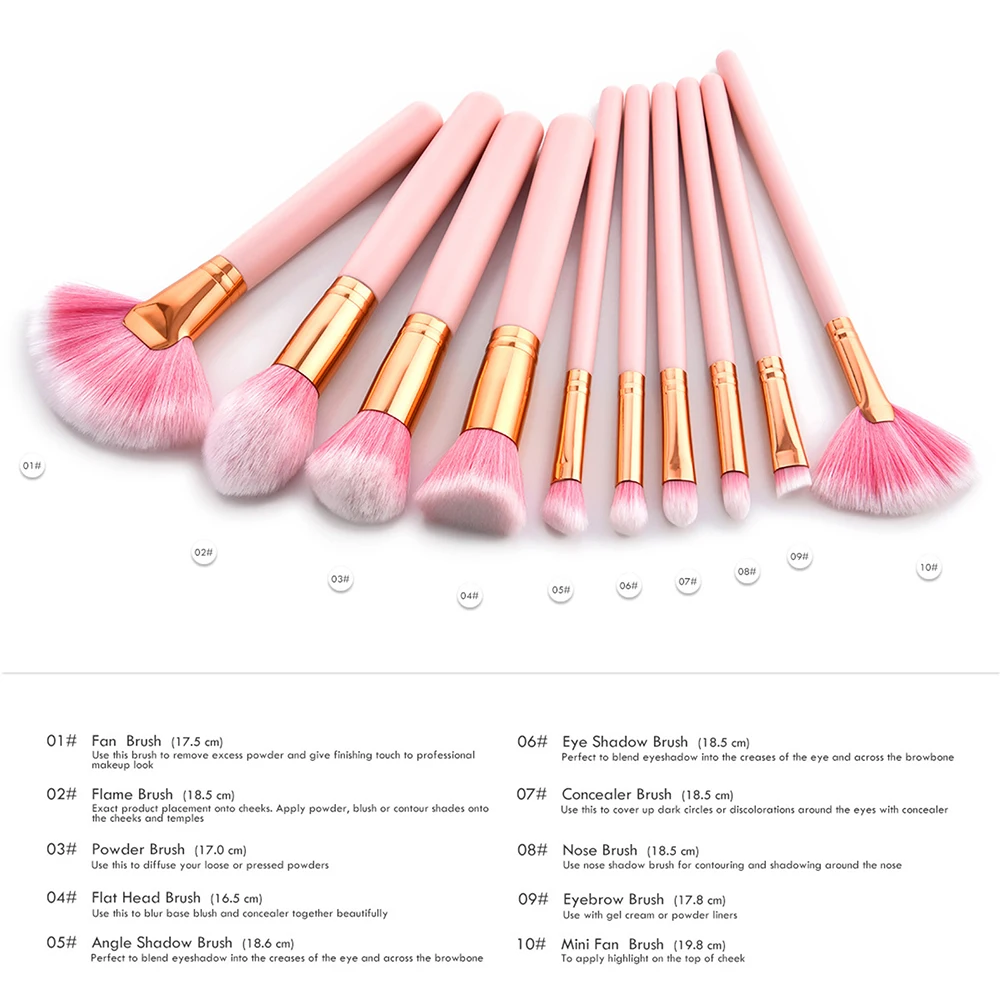 Professional 10pcs Pink Brand Makeup Brushes Set Beauty Foundation Kabuki Brush Cosmetics Make up Brushes Tool Kit (1)