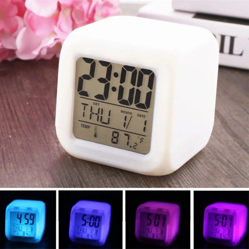 7 Color Alarm Clock Creative Decompression Mini Square White Clock LED Mute Night Light Electronic Clock Multi-Function Clock
7 Color Alarm Clock Creative Decompression Mini Square White Clock LED Mute Night Light Electronic Clock Multi-Function Clock