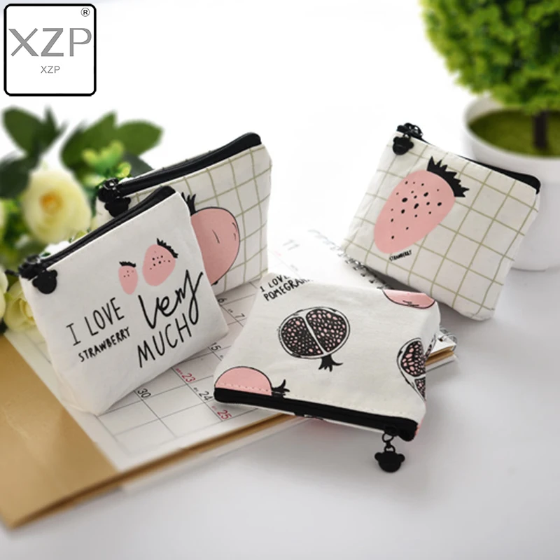 Маленький милый кошелек для монет XZP Женский с принтом клубники граната фруктов