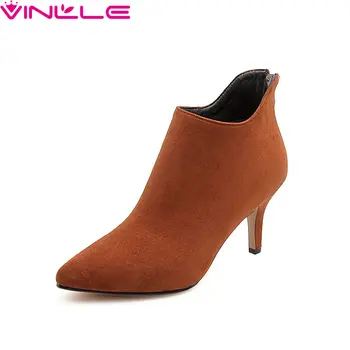 Vinlle 2020 Women Boots Black Red Pump Ankle Boots Thin High Heel Zipper All Match Flock Pointed Toe Boots Size 32-43
Vinlle 2020 Women Boots Black Red Pump Ankle Boots Thin High Heel Zipper All Match Flock Pointed Toe Boots Size 32-43