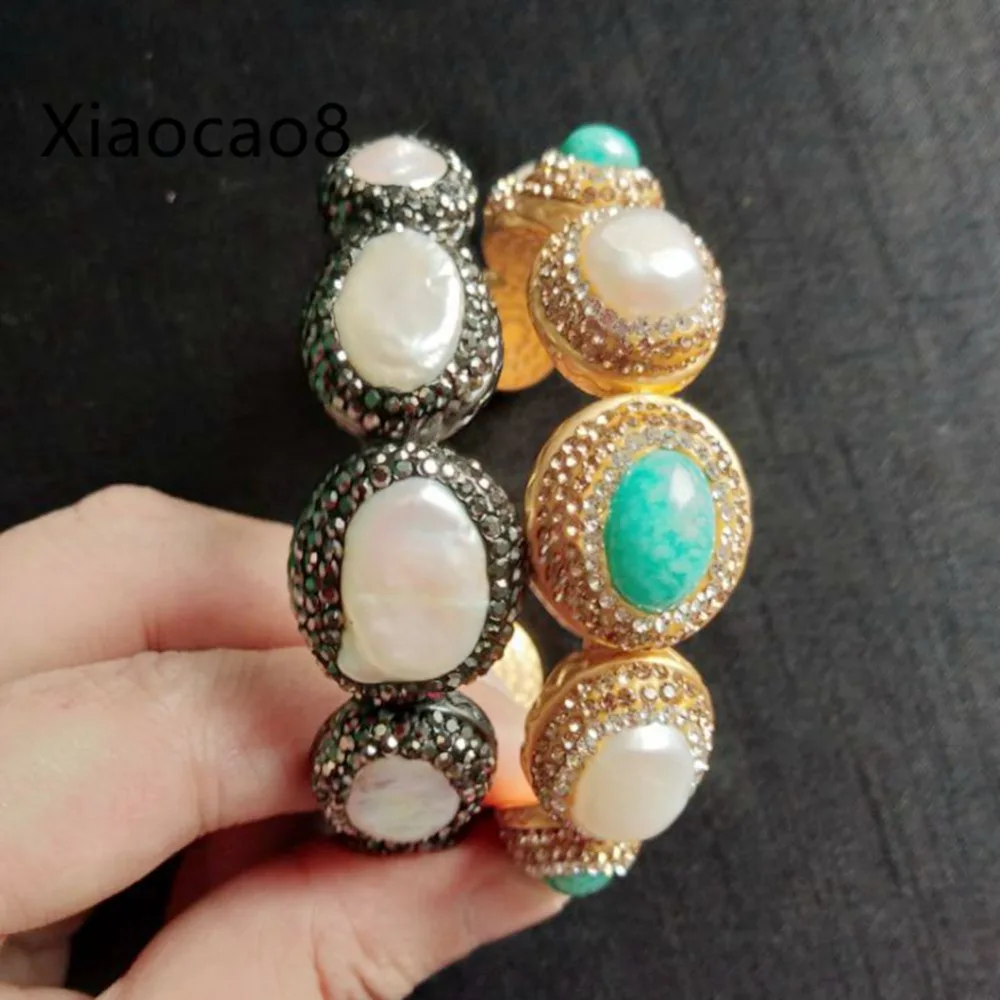 Nature Pearl Open Bangles Black Gold Rhinestone Bracelets Bangles Fashion Women's Bijoux Jewelry Trendy Bracelets & Bangle Gift
Nature Pearl Open Bangles Black Gold Rhinestone Bracelets Bangles Fashion Women's Bijoux Jewelry Trendy Bracelets & Bangle Gift