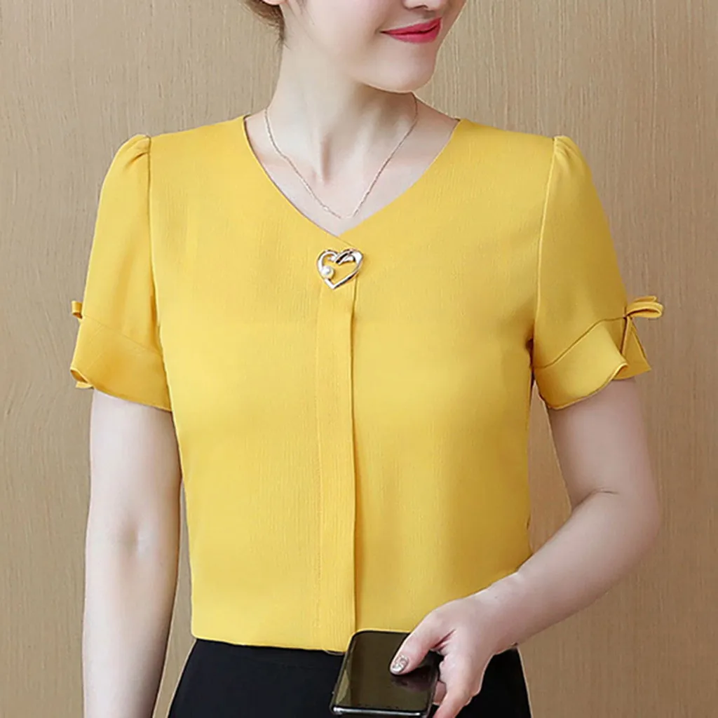 ISHOWTIENDA Summer Blouse Women Casual Shirts Short Sleeve V-Neck Solid Top Blouse Blusas Mujer De Moda 2019 Camisa Feminina
ISHOWTIENDA Summer Blouse Women Casual Shirts Short Sleeve V-Neck Solid Top Blouse Blusas Mujer De Moda 2019 Camisa Feminina