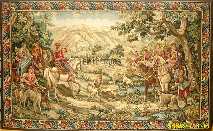 Antique Aubusson Style Neo Classical Tapestry Square Tapestry Chair Upholstery Wool Knitting