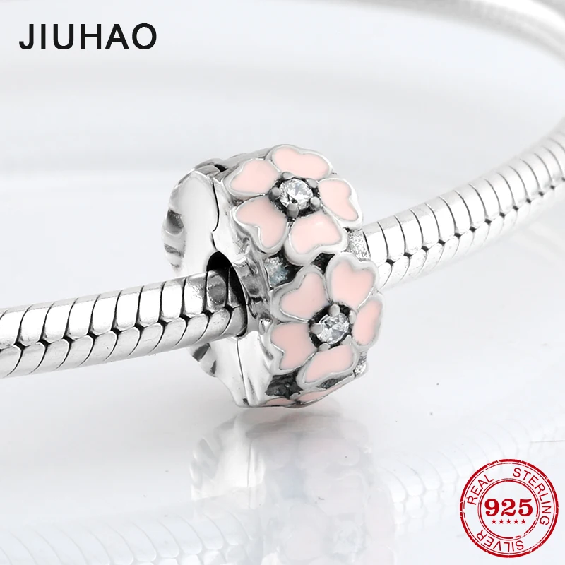 New 925 Sterling Silver fashion pink Enamel flower clips Lock CZ beads Fit Original Pandora Charm Bracelet Jewelry making
New 925 Sterling Silver fashion pink Enamel flower clips Lock CZ beads Fit Original Pandora Charm Bracelet Jewelry making