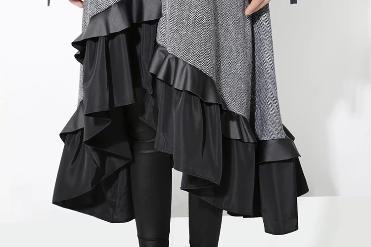 2020 Autumn Winter Women Plus Size Gray Shirt Dress Midi Long Sleeve Patchwork Thick Warm Ruffled Elegant Party Dress Style 3073 2020 Autumn Winter Women Plus Size Gray Shirt Dress Midi Long Sleeve Patchwork Thick Warm Ruffled Elegant Party Dress Style 3073