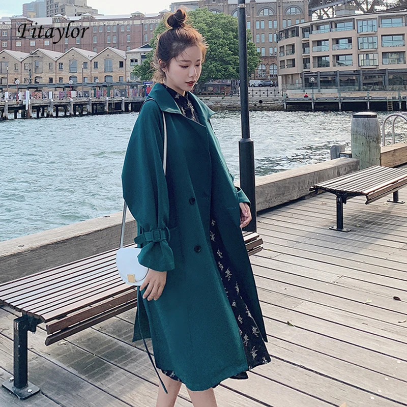 Fitaylor Autumn 2019 Women Trench Coat Casual Loose Double Breasted Simple Classic Medium Long Trench Coat With Belt
Fitaylor Autumn 2019 Women Trench Coat Casual Loose Double Breasted Simple Classic Medium Long Trench Coat With Belt