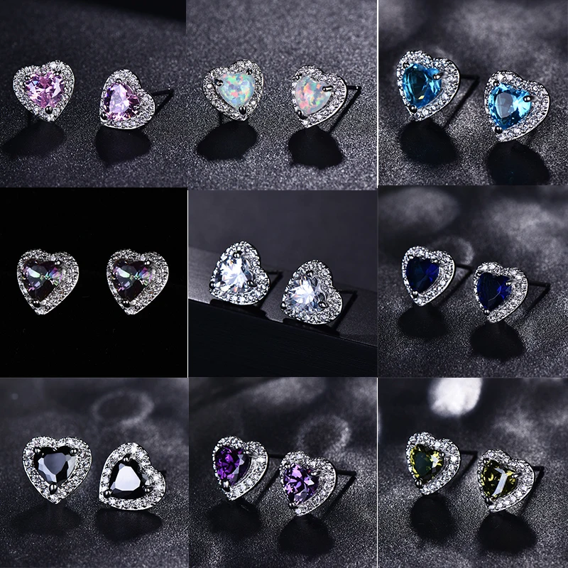 Luxury Female Black/Green/Red/Blue/White Stud Earrings Fashion Small Opal Heart Earrings For Women Vintage Wedding Jewelry
Luxury Female Black/Green/Red/Blue/White Stud Earrings Fashion Small Opal Heart Earrings For Women Vintage Wedding Jewelry