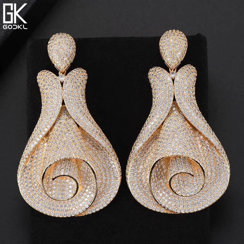 GODKI Luxury Flower Statement Big Dangle Earring For Women Wedding Cubic Zircon CZ Indian Gold Bridal Earrings Fashion Jewelry
GODKI Luxury Flower Statement Big Dangle Earring For Women Wedding Cubic Zircon CZ Indian Gold Bridal Earrings Fashion Jewelry