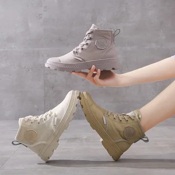 Ankle Boots Round Toe Women Boots Students Lace Up Flat Wild Fashion Martin Shoes Autumn High Top Canvas Women Shoes
Ankle Boots Round Toe Women Boots Students Lace Up Flat Wild Fashion Martin Shoes Autumn High Top Canvas Women Shoes