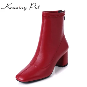 Krazing Pot 2020 genuine leather vintage square toe thick high heels solid women punk handsome superstar stretch ankle boots L13
Krazing Pot 2020 genuine leather vintage square toe thick high heels solid women punk handsome superstar stretch ankle boots L13